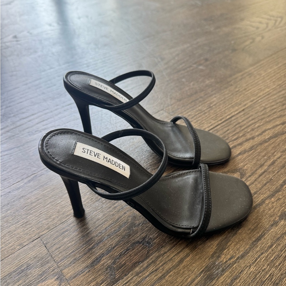 Steve Madden Black Double-Strap Stiletto Sandals